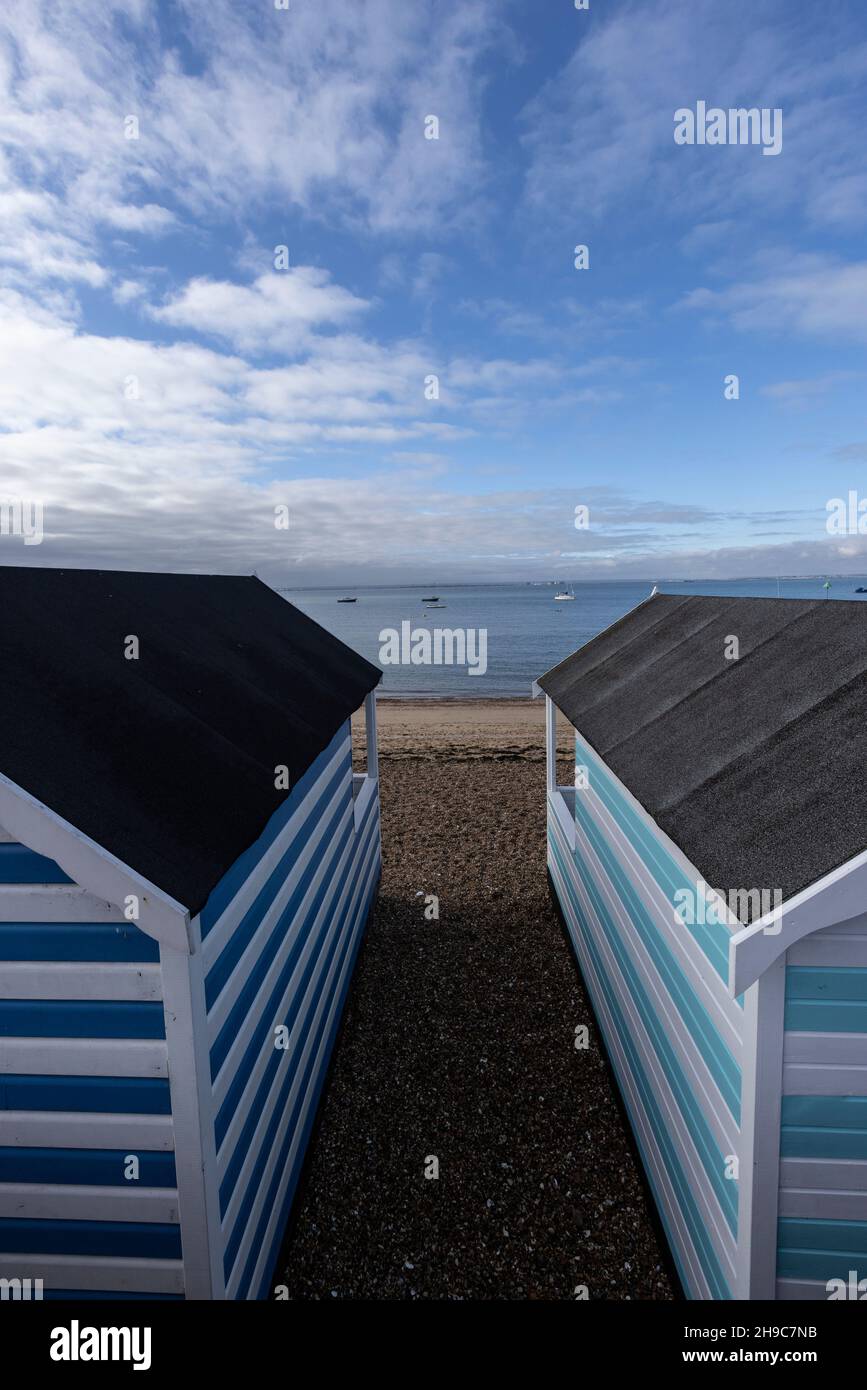 Thorpe Bay, située dans le quartier de Southend-on-Sea, dans l'Essex, en Angleterre, située sur l'estuaire de la Tamise, au Royaume-Uni Banque D'Images