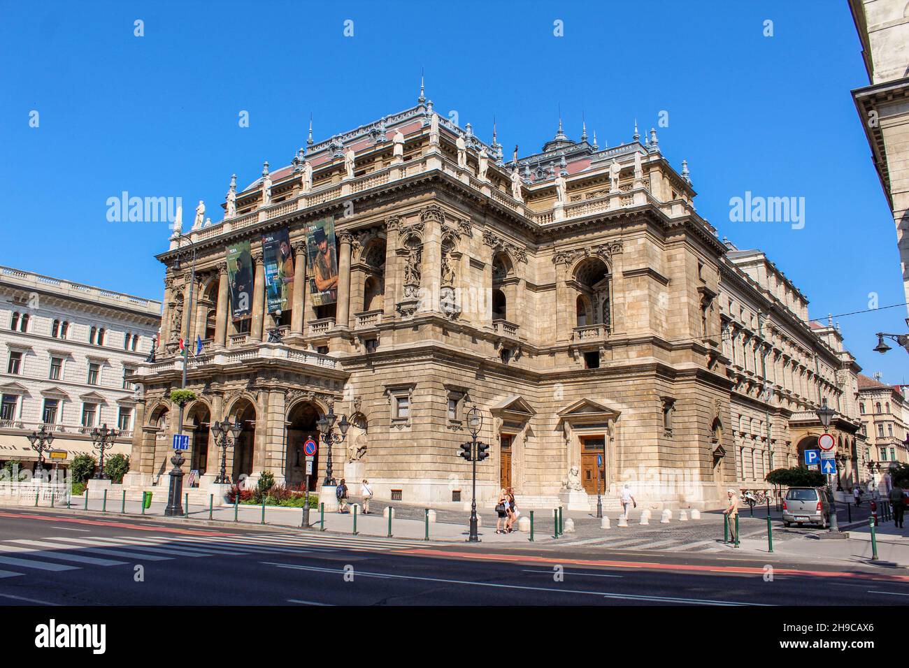 Façade de l'Opéra de Budapest, Hongrie Banque D'Images
