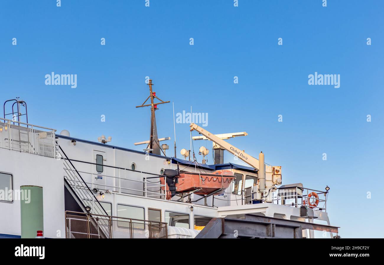 Détail du bateau de la vie sur le ferry Susan Anne Banque D'Images