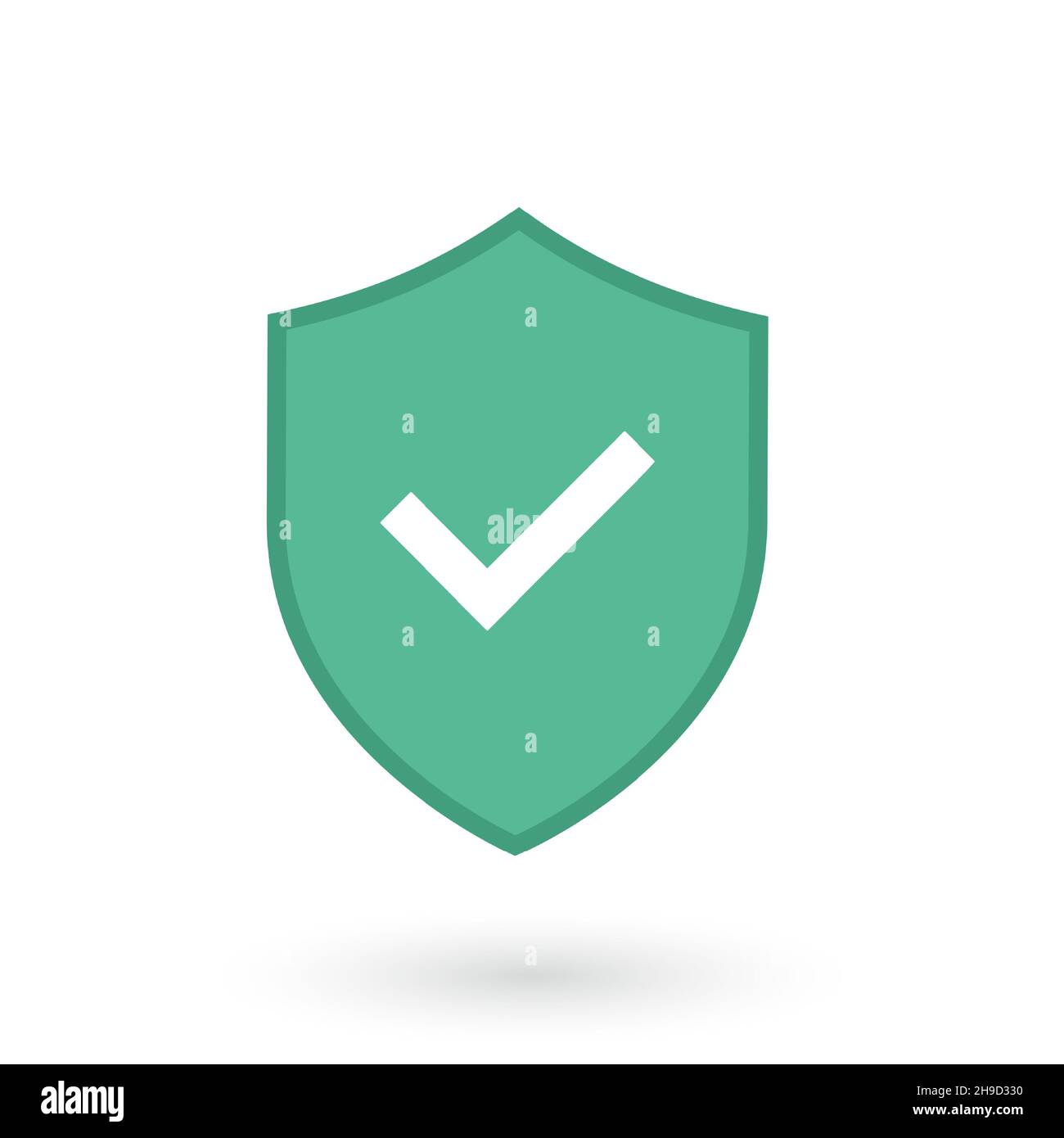 Icône de bouclier vert avec coche.Confirmation de la protection.Icône protégée par le bouclier de sécurité.Vecteur Illustration de Vecteur
