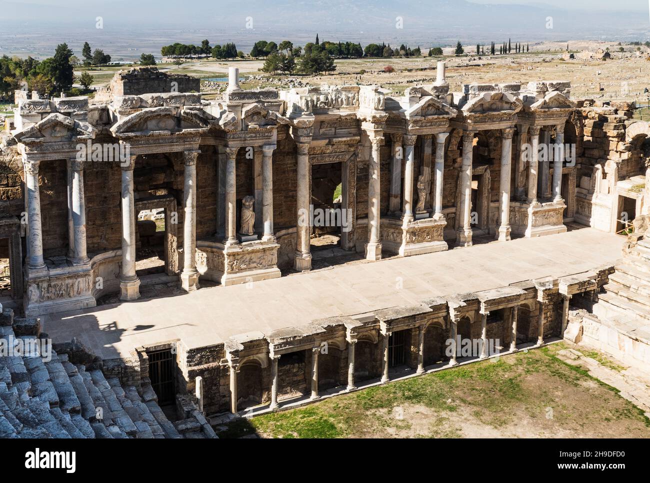 Théâtre grec ancien scène le Hiérapolis, Pamukkale, Turquie Banque D'Images