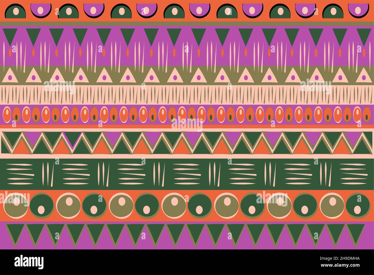 Tissu à imprimé africain, motif patchwork ethnique tribal.Ornement à la main avec éléments géométriques pour votre design, mode textile afro coloré Illustration de Vecteur