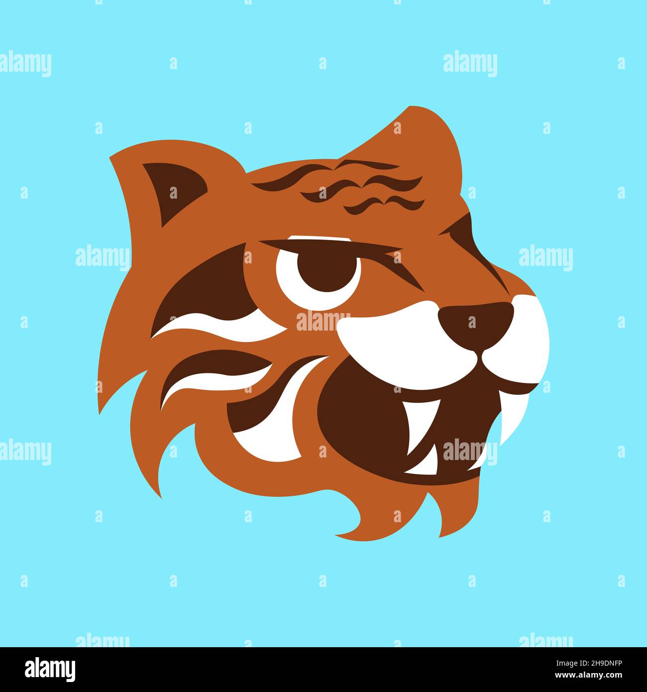 Logo tête de tigre à pilotis isolée.Simbol de 2022.Illustration de l'art plat Banque D'Images