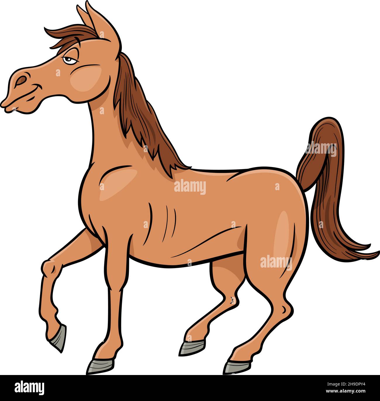 Illustration de dessin animé de caractère animal de ferme de cheval drôle Illustration de Vecteur