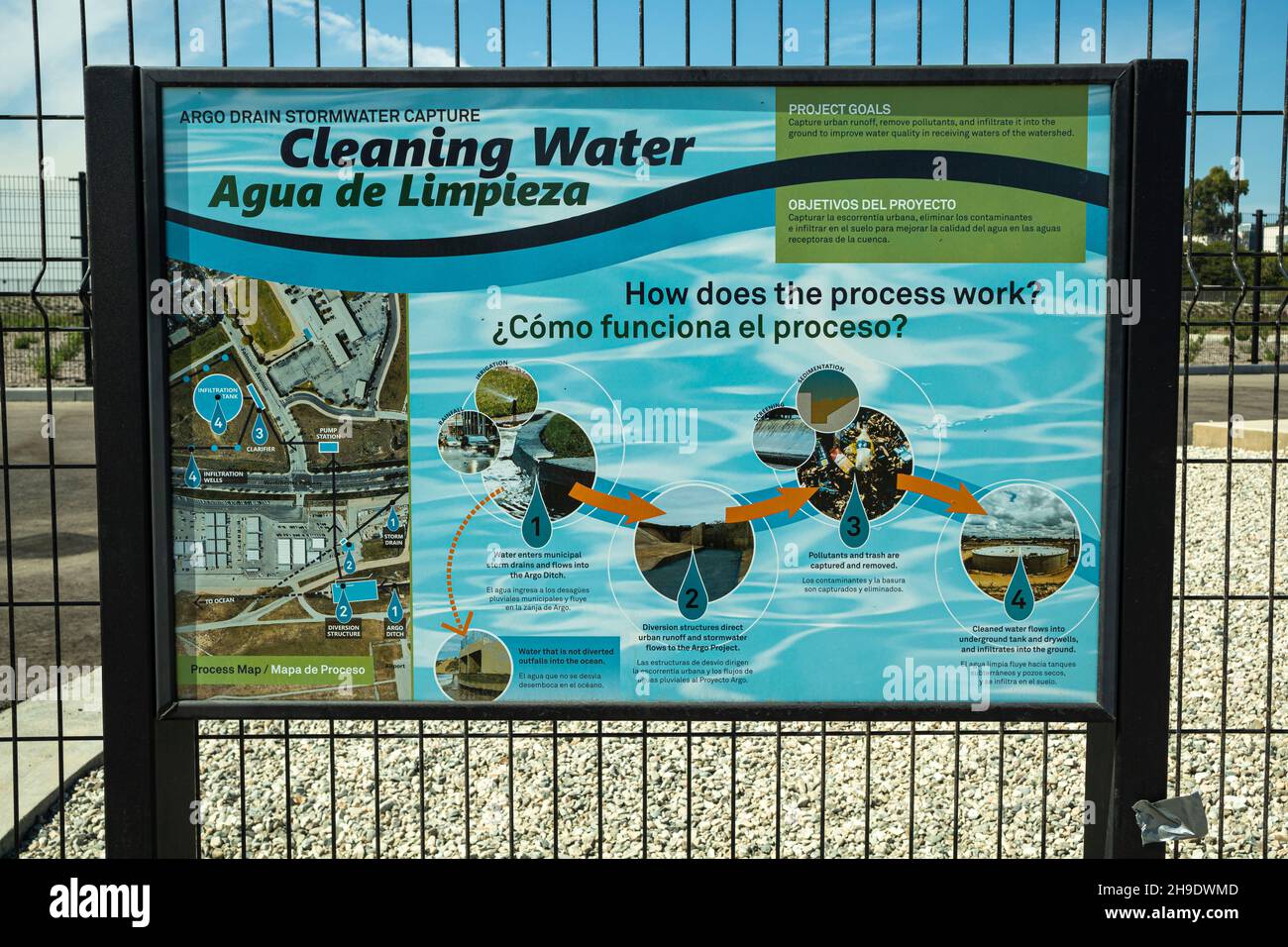 Installation du sous-bassin de drainage Argo.Playa Del Rey, Los Angeles, Californie Banque D'Images