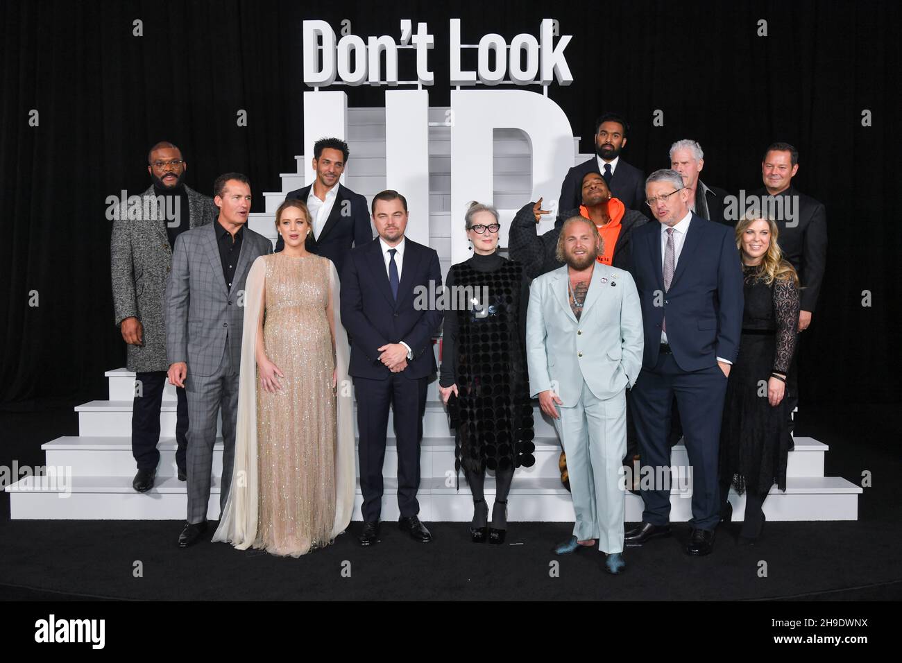 Tyler Perry, Scott Stuber, Jennifer Lawrence, Tomer Sisley, Leonardo DiCaprio,Meryl Streep, Jonah Hill, Kid Cudi, Himesh Patel, Adam McKay,Ron Perlm Banque D'Images