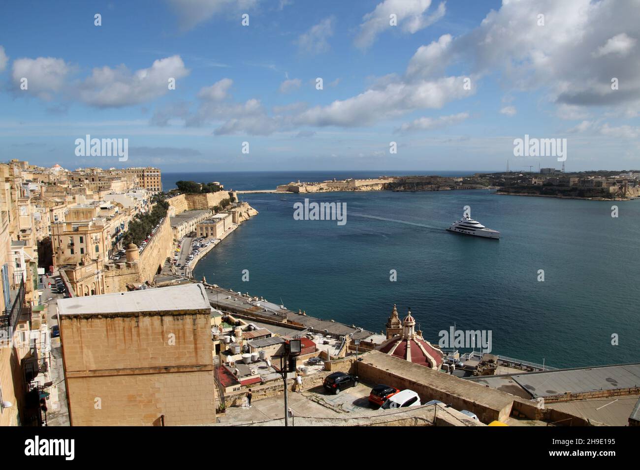 Vue sur l'entrée du Grand Port de la Valette, Malte Banque D'Images