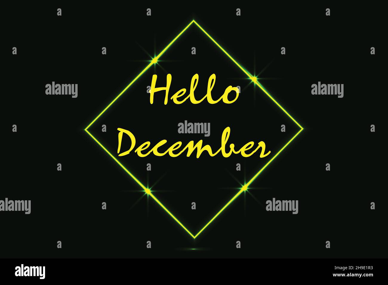 Creative Hello December Vector Design.Design vectoriel moderne pour bannière de bienvenue, affiche, toile de fond et cartes de vœux. Illustration de Vecteur