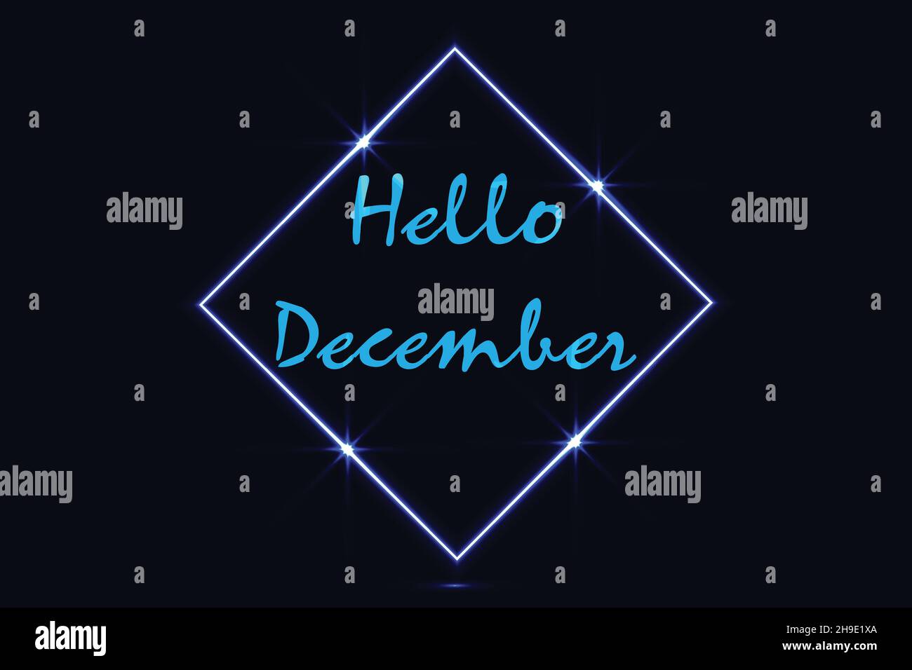 Creative Hello December Vector Design.Design vectoriel moderne pour bannière de bienvenue, affiche, toile de fond et cartes de vœux. Illustration de Vecteur