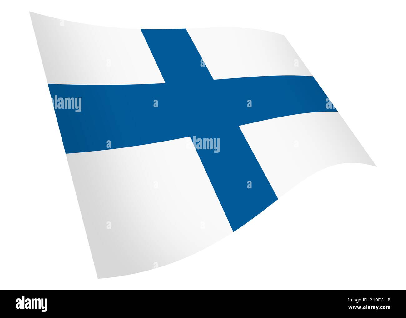 Une illustration de drapeau finlandais 3D isolée sur blanc avec un chemin de coupure Banque D'Images