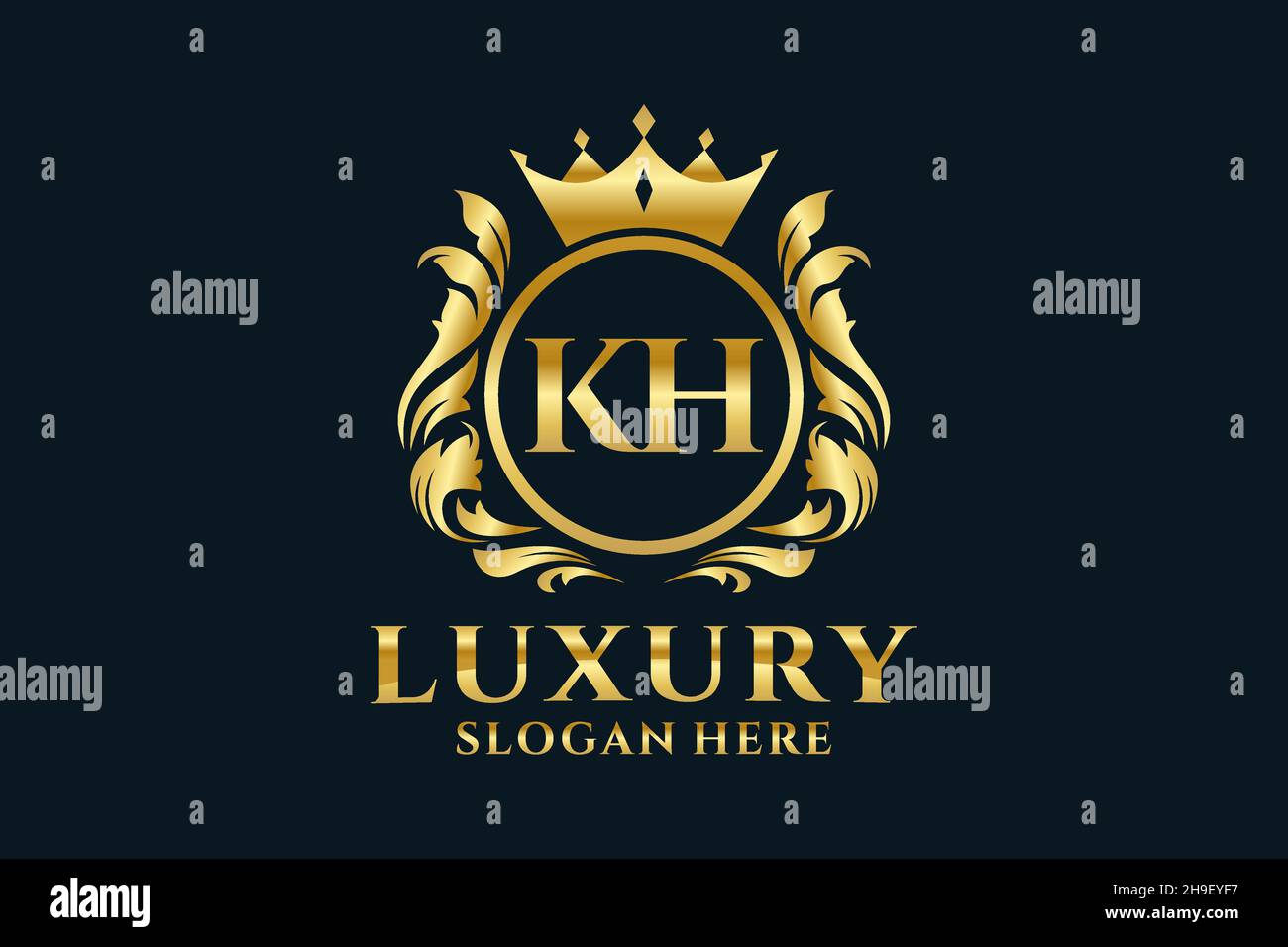 Modèle KH Letter Royal Luxury logo en illustration vectorielle pour les projets de marque de luxe et autres illustrations vectorielles. Illustration de Vecteur