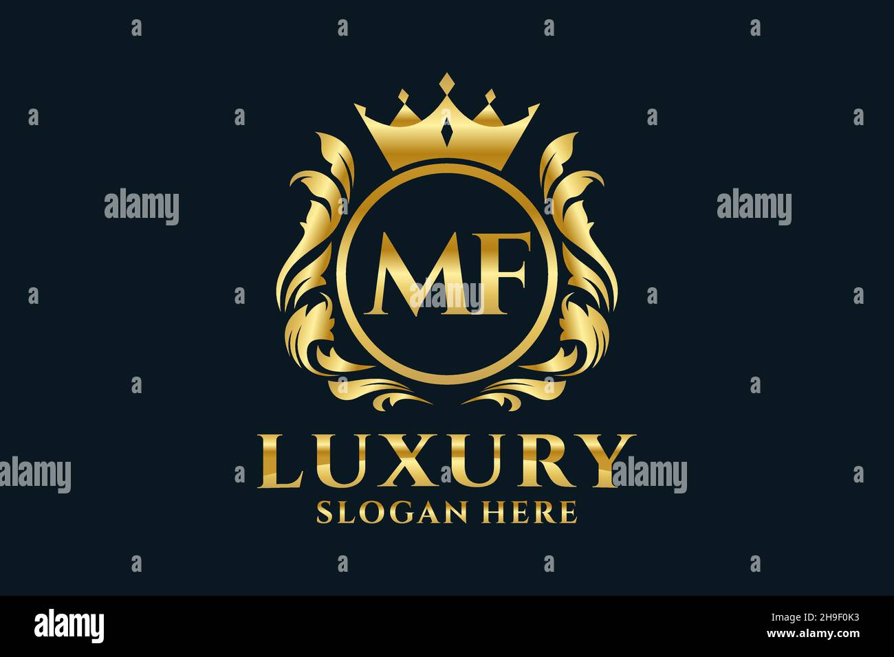 Modèle de logo MF lettre Royal Luxury en illustration vectorielle pour les projets de marque de luxe et autres illustrations vectorielles. Illustration de Vecteur