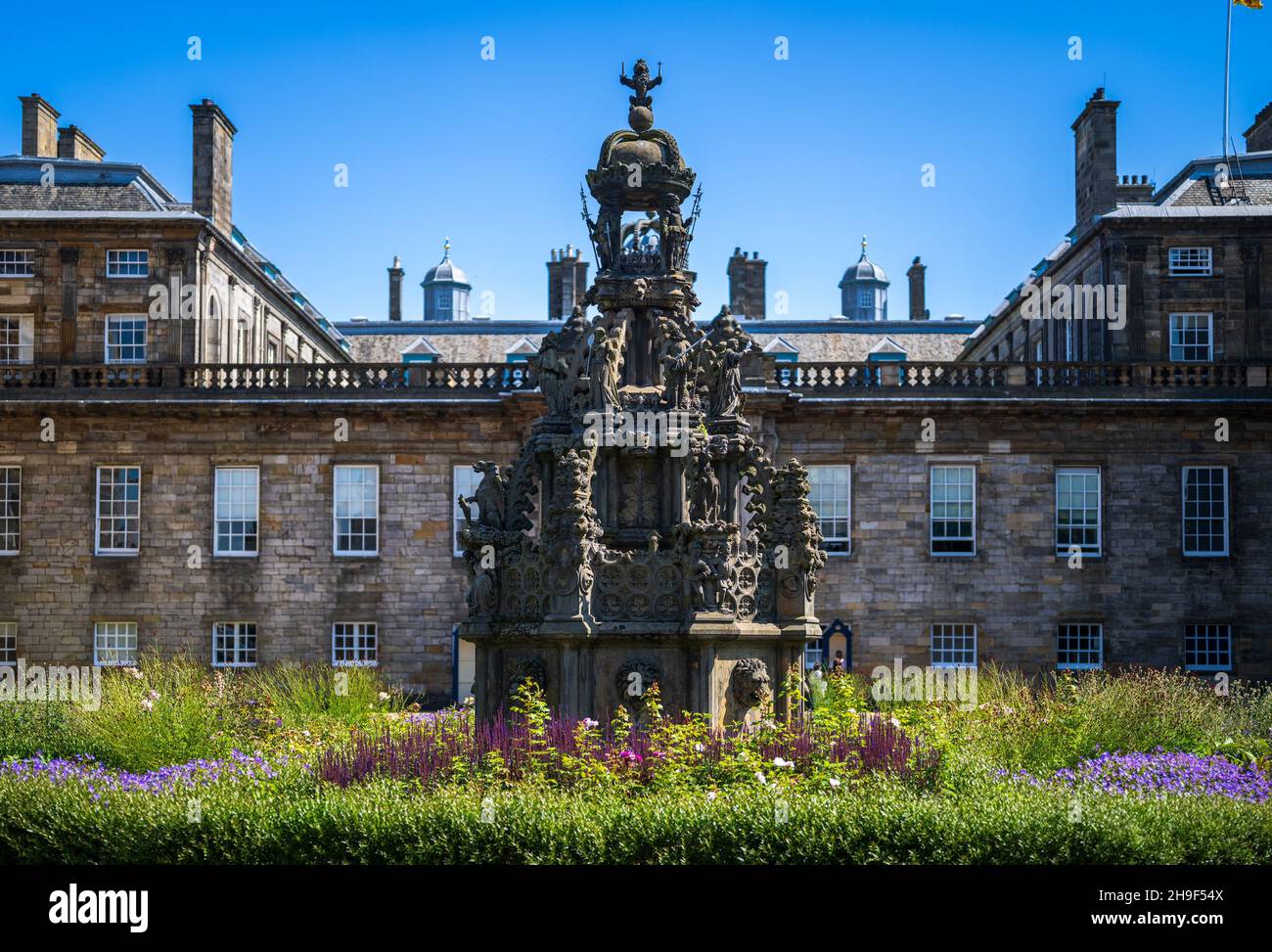 Détail de l'abbaye de Holyrood en ruines au Palais de Holyroodhouse à Édimbourg, Écosse, Royaume-Uni Banque D'Images