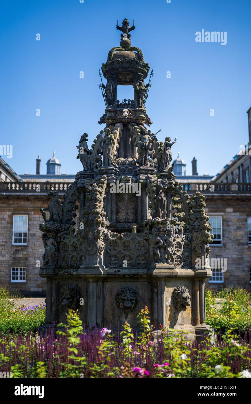 Détail de l'abbaye de Holyrood en ruines au Palais de Holyroodhouse à Édimbourg, Écosse, Royaume-Uni Banque D'Images