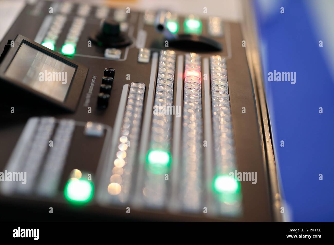Vue rapprochée de la production vidéo switcher. Focus sélectif. Banque D'Images