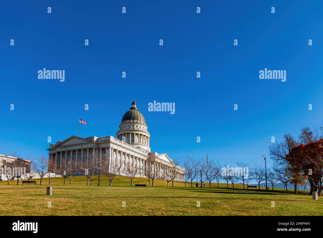 Vue ensoleillée sur le capitole de l'État de l'Utah à Salk Lake City, Utah, États-Unis Banque D'Images