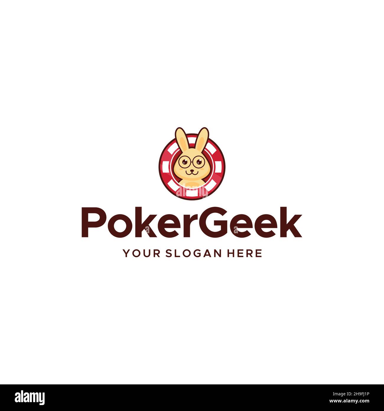 Motif plat coloré POKERGEEK lapin crème logo Illustration de Vecteur