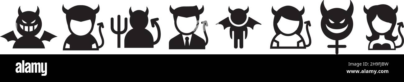 Devil Icon Set glyphe Uni pack collection vector fond transparent pour les applications mobiles et les conceptions Web Illustration de Vecteur