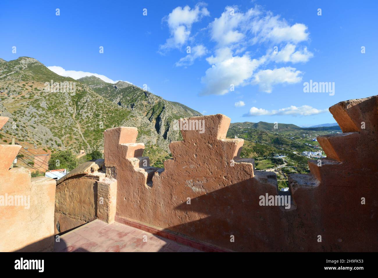 Les murs de la médina de Chefchaouen, montagnes de Rif, Maroc. Banque D'Images