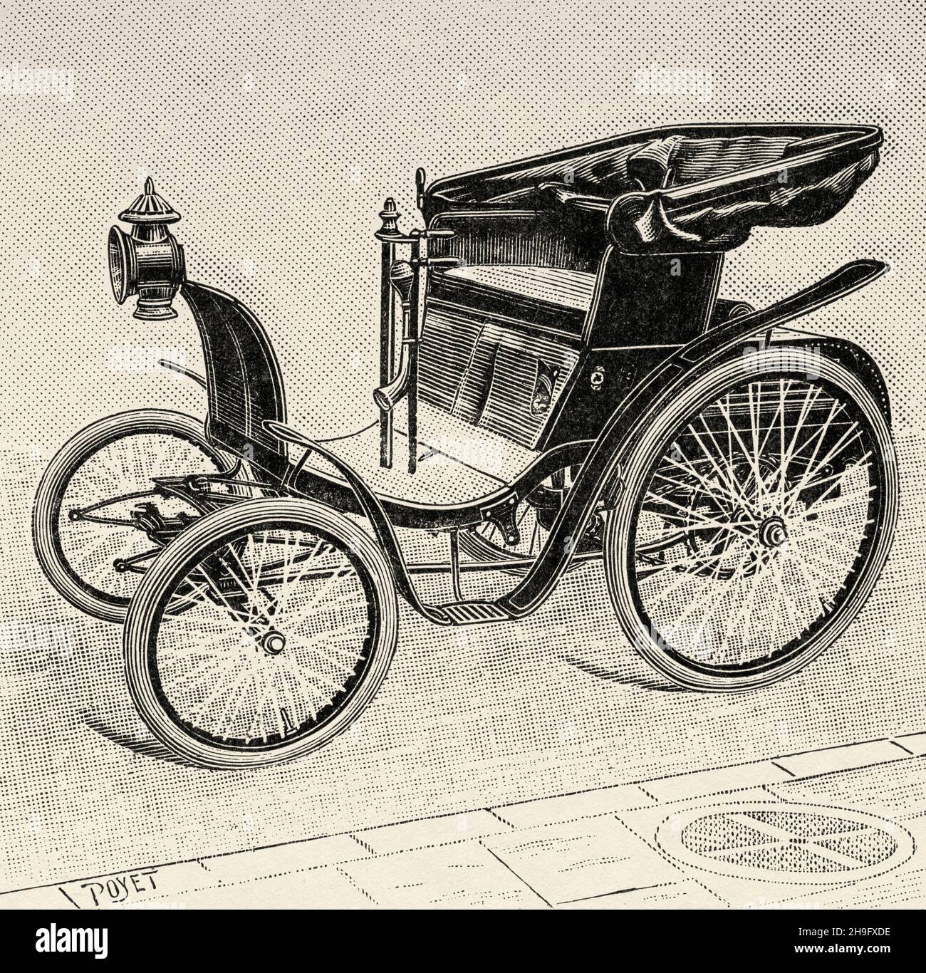 Chariot électrique modèle Richard.Ancienne illustration gravée du XIXe siècle de la nature 1897 Banque D'Images