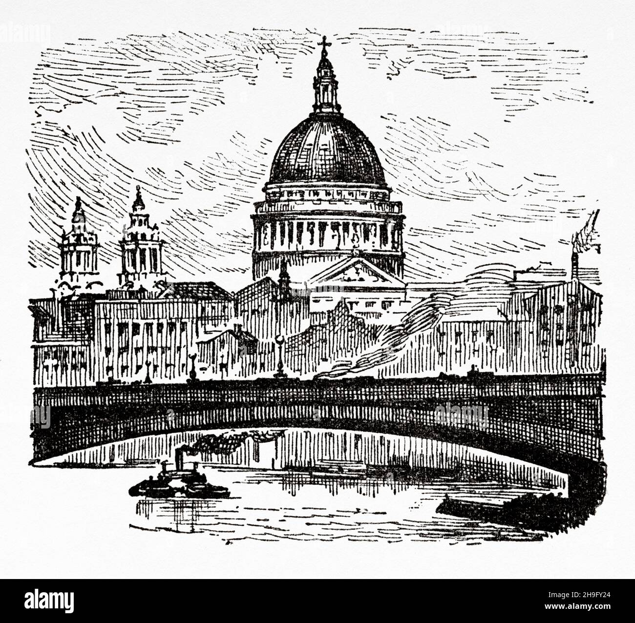 Pont Sothwark.Londres, Angleterre, Royaume-Uni.Illustration du roman de Charles Dickens Little Dorrit de Hablot Knight Browne (1815-1882) artiste anglais connu sous le nom de Phiz Banque D'Images