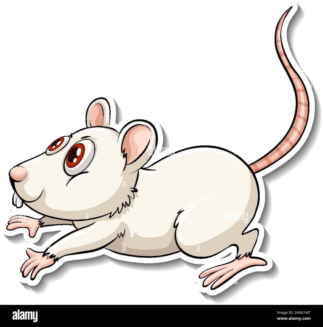 Illustration d'un autocollant de dessin animé blanc d'animal de rat Illustration de Vecteur