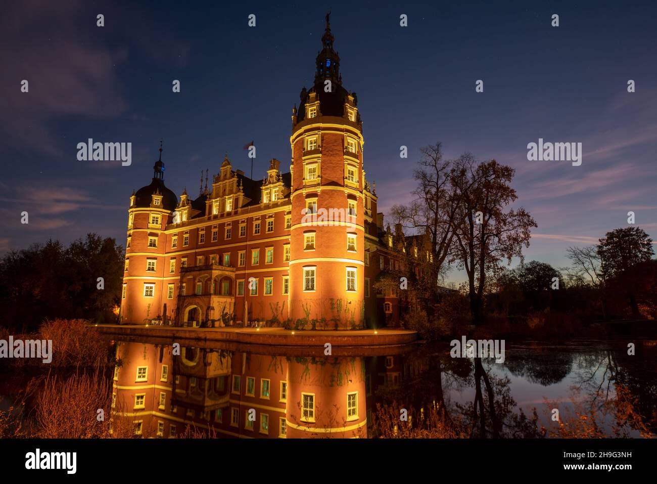 Château de Bad Muskau avec veilleuse Banque D'Images