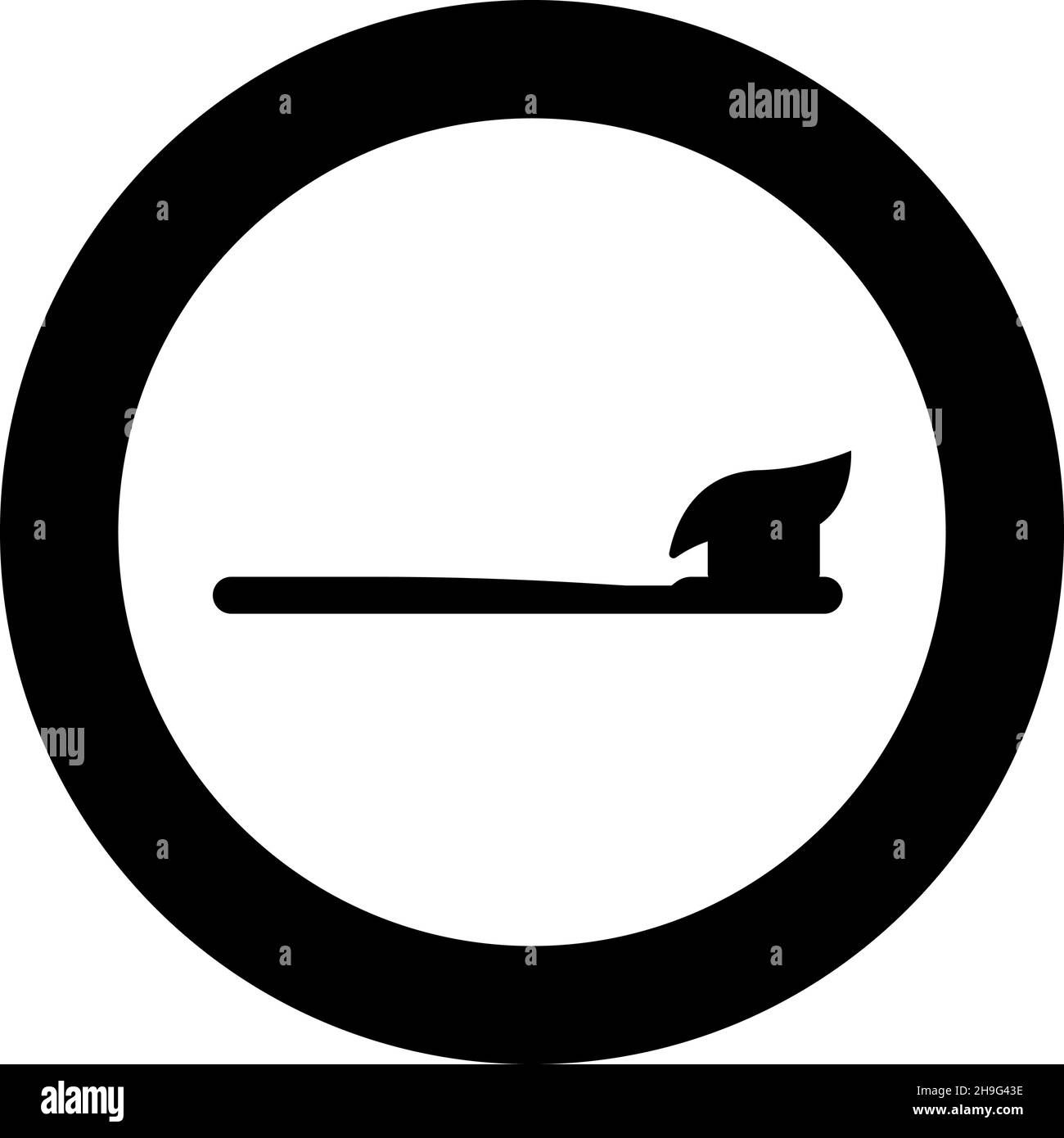 Brosse à dents avec pâtes dentifrice concept de la dentisterie icône en cercle rond noir couleur vecteur illustration image solide contour style simple Illustration de Vecteur
