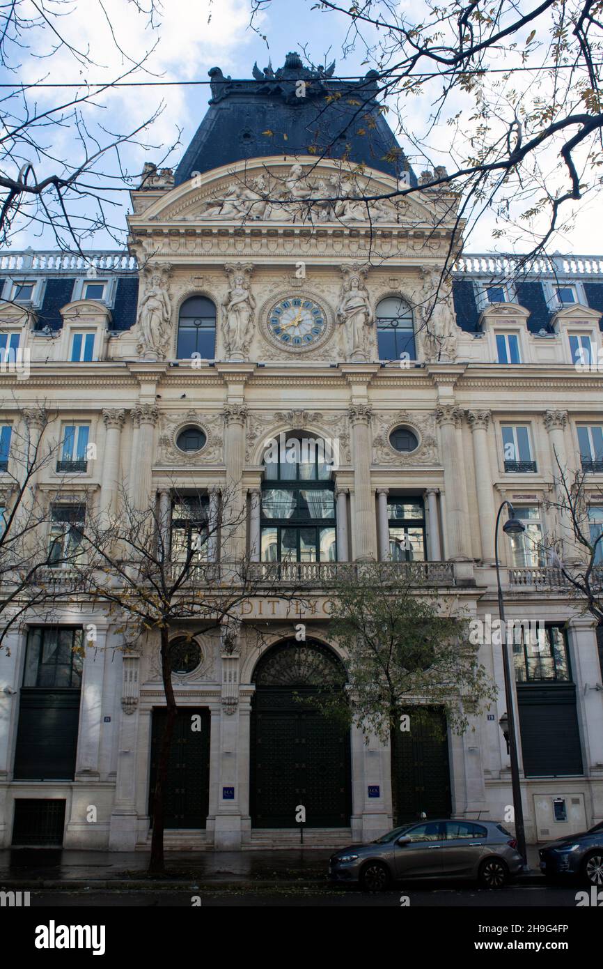 Le pavillon central du Centoral crédit Lyonnais - Hôtel des Italiens - ancien siège de la banque, Boulevard des Italiens, Paris Framce Banque D'Images