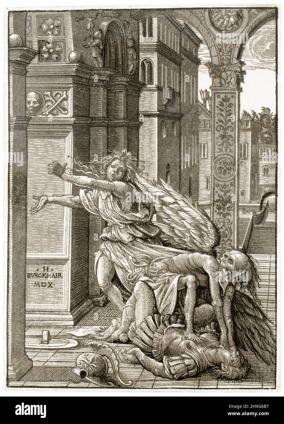 Amants surpris par la mort, XVIe siècle imprimé de coupe de bois allemand par Hans Burgkmair The Elder, 1510 Banque D'Images