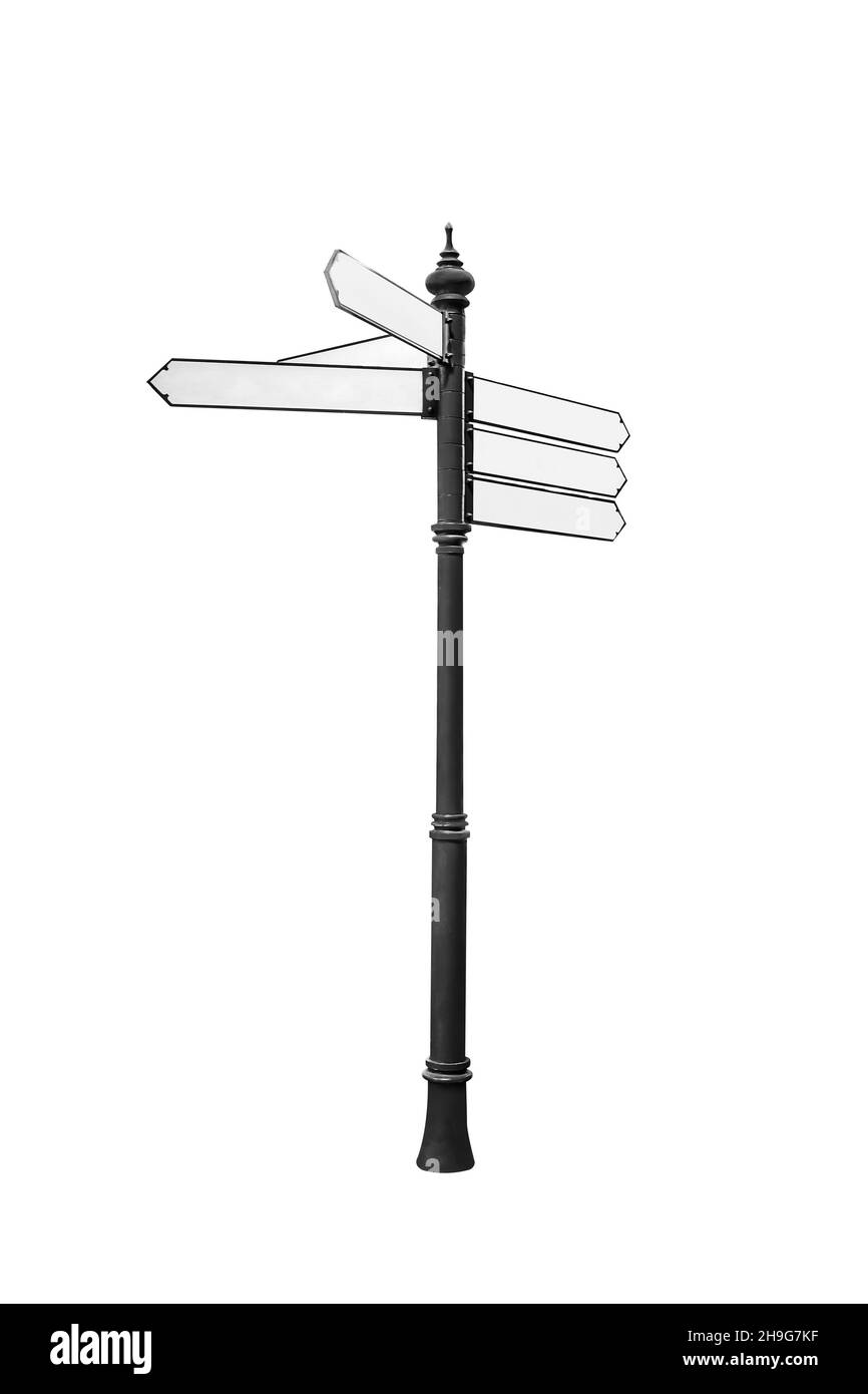 Blank road sign isolated on white with clipping path Banque D'Images