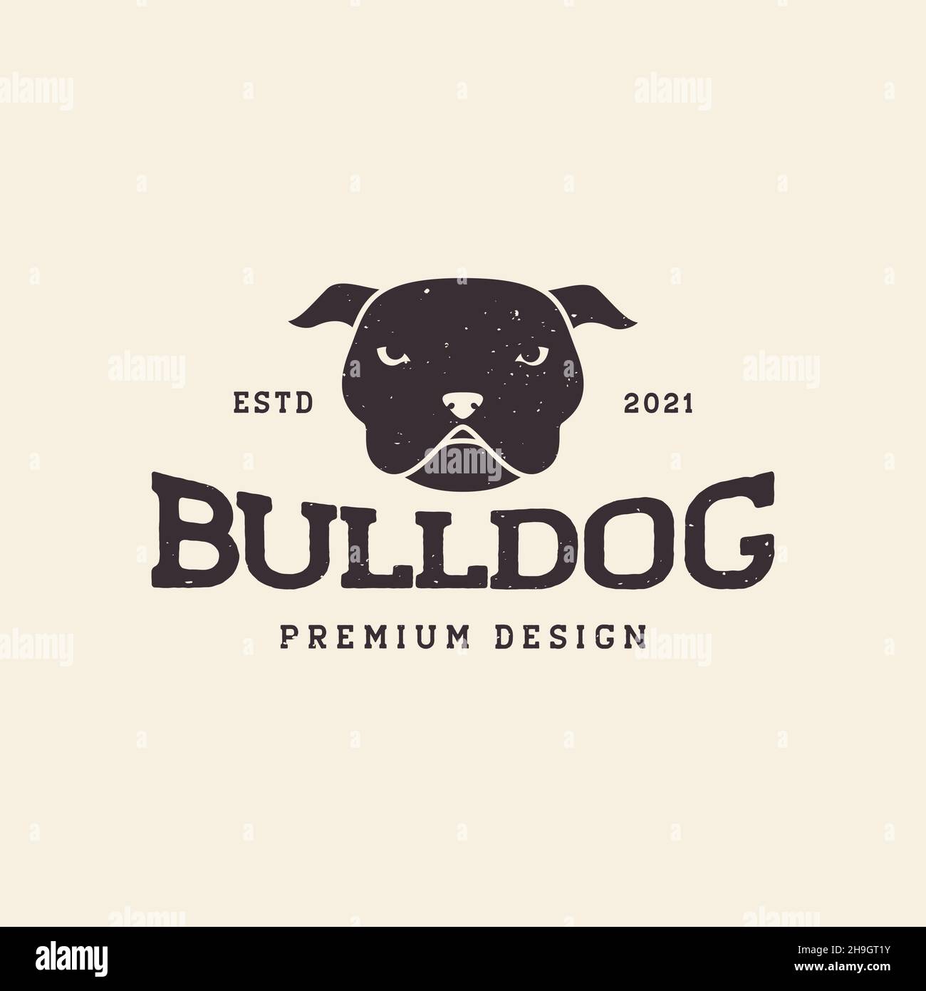 tête face taureau chien noir vintage logo symbole icône vecteur graphique design illustration idée créative Illustration de Vecteur