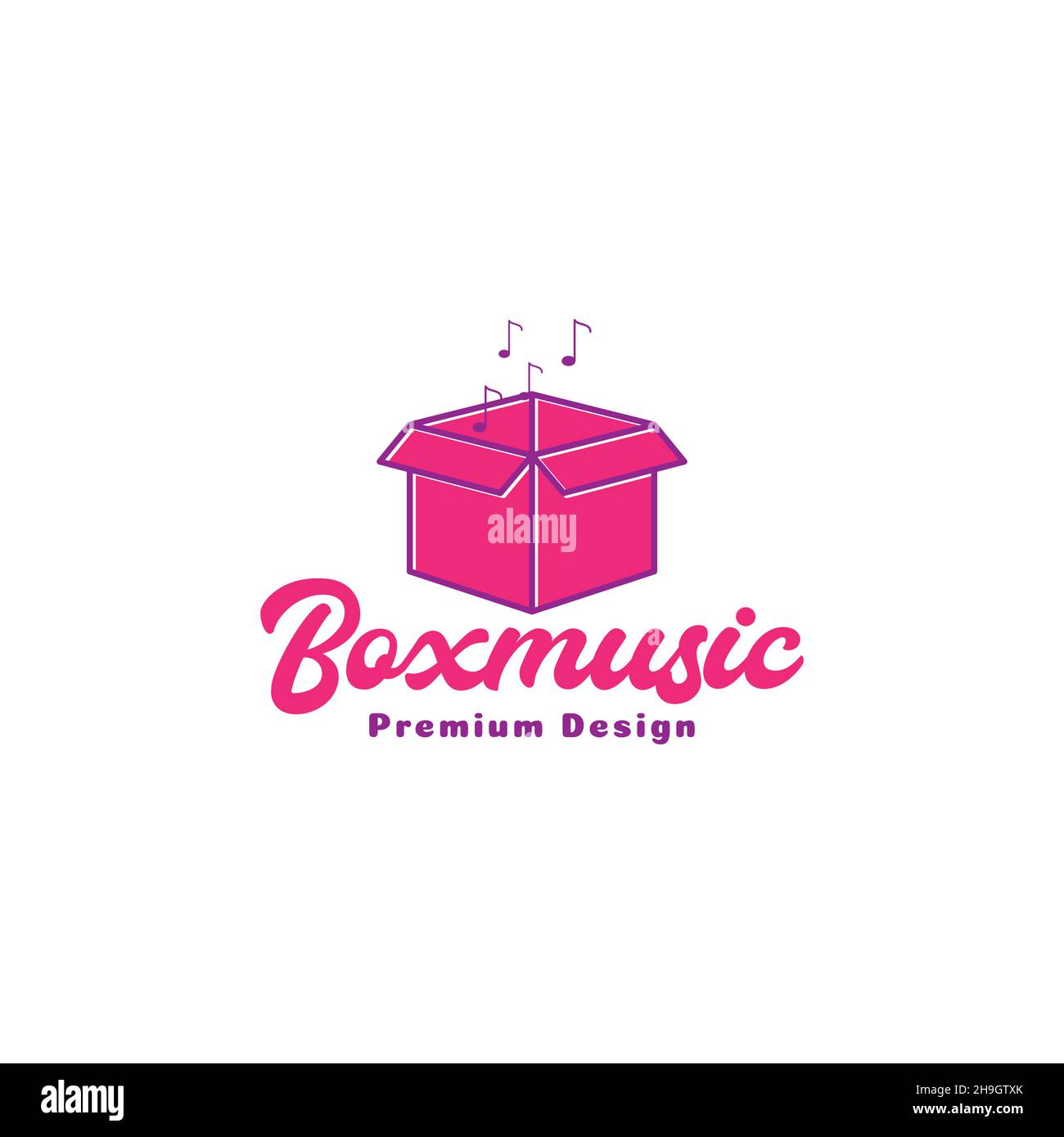 boîte en carton avec note de musique logo coloré symbole icône vecteur graphique design illustration idée créative Illustration de Vecteur