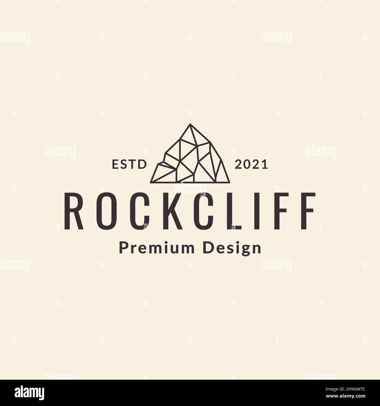line rock cliff hipster vintage logo symbole icône vecteur graphique design illustration idée créative Illustration de Vecteur