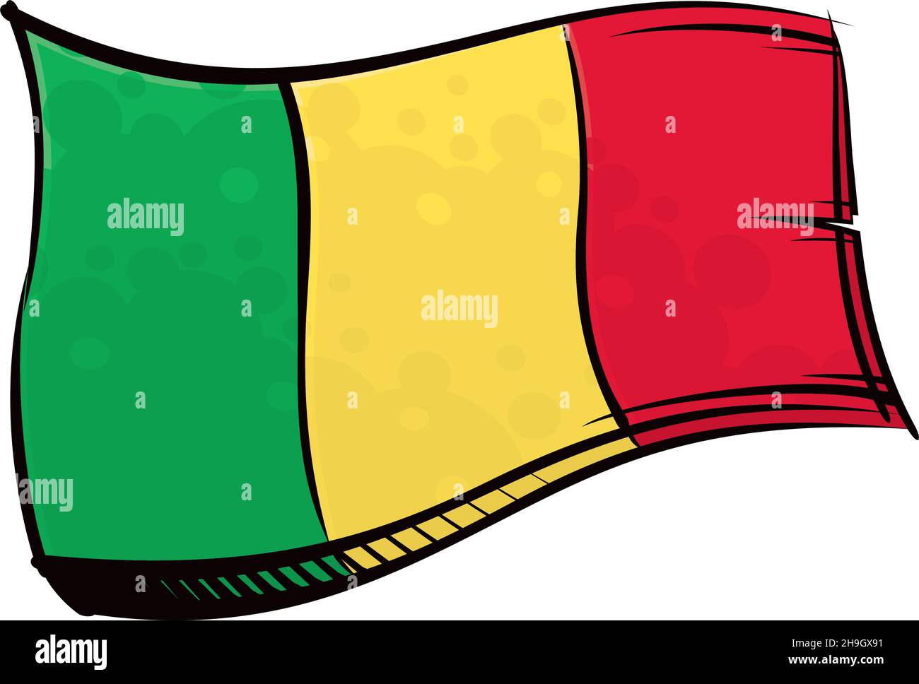Drapeau du Mali peint en agitant sous le vent Illustration de Vecteur