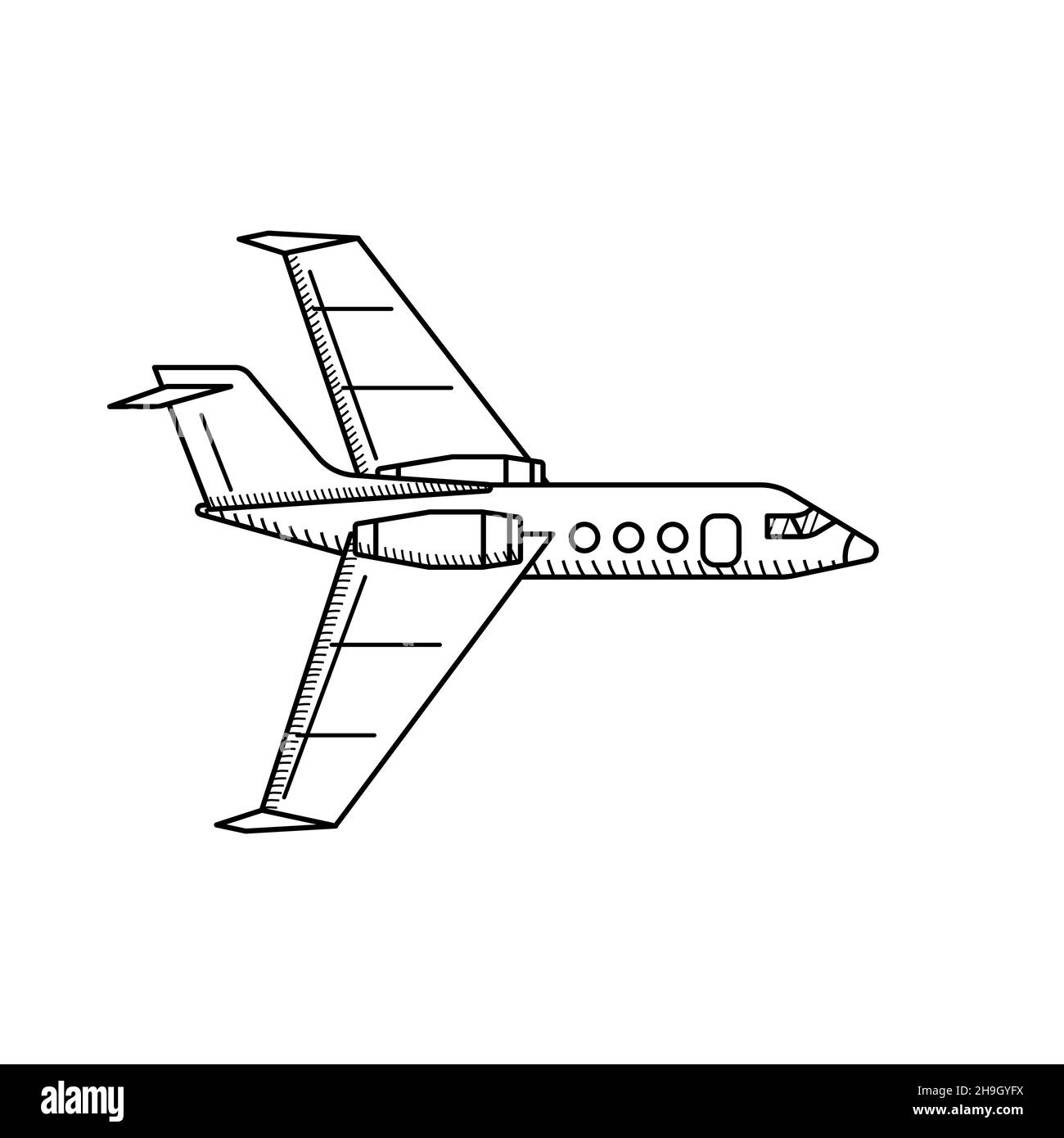 Page de coloriage avion jet pour enfants.Plan Illustration de Vecteur