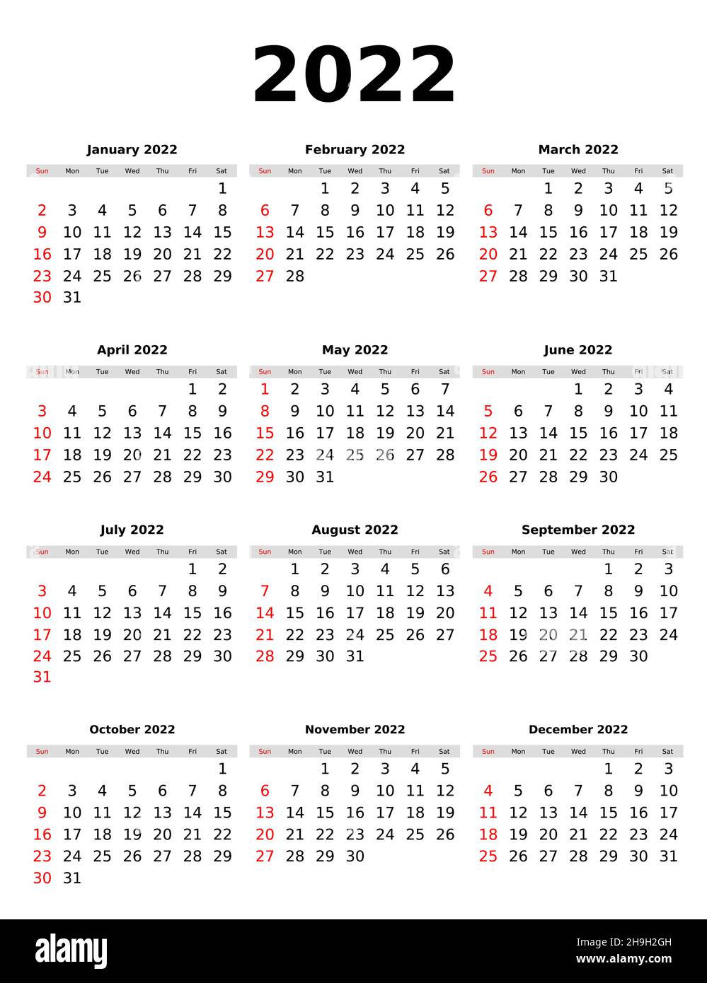 Calendrier vectoriel 2022 pour la planification.Conception et modèle avec semaines Illustration de Vecteur