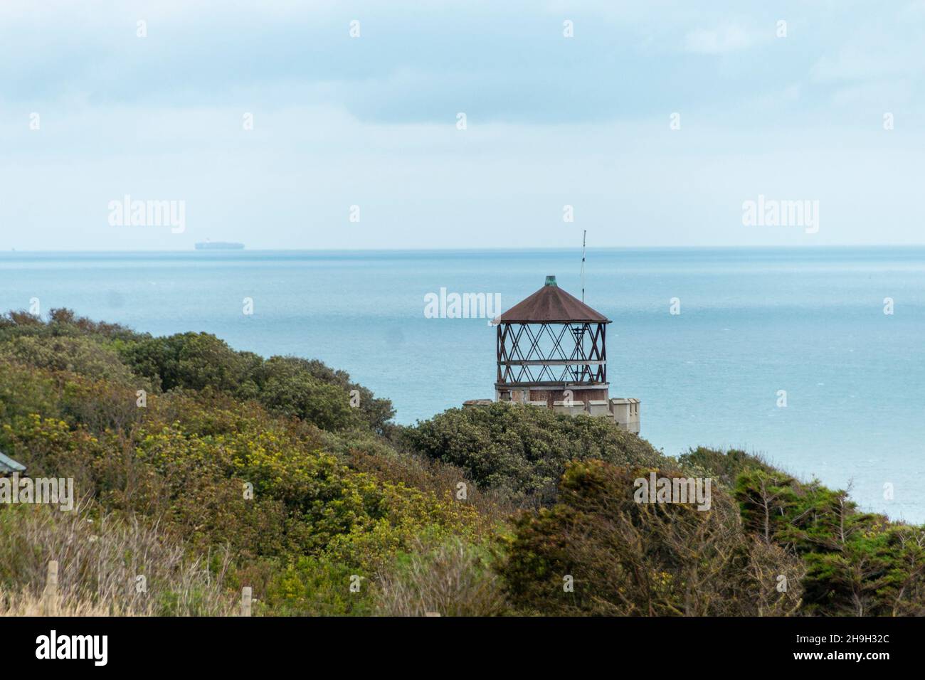 Le haut d'une tour de regard dehors qui dépasse des sommets des arbres. Banque D'Images