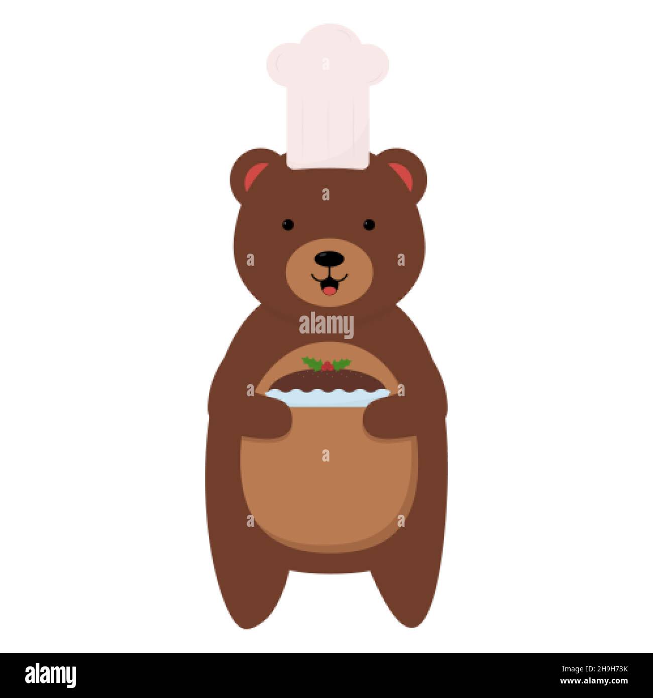 Adorable ours de cuisine avec gâteau de Noël Illustration de Vecteur