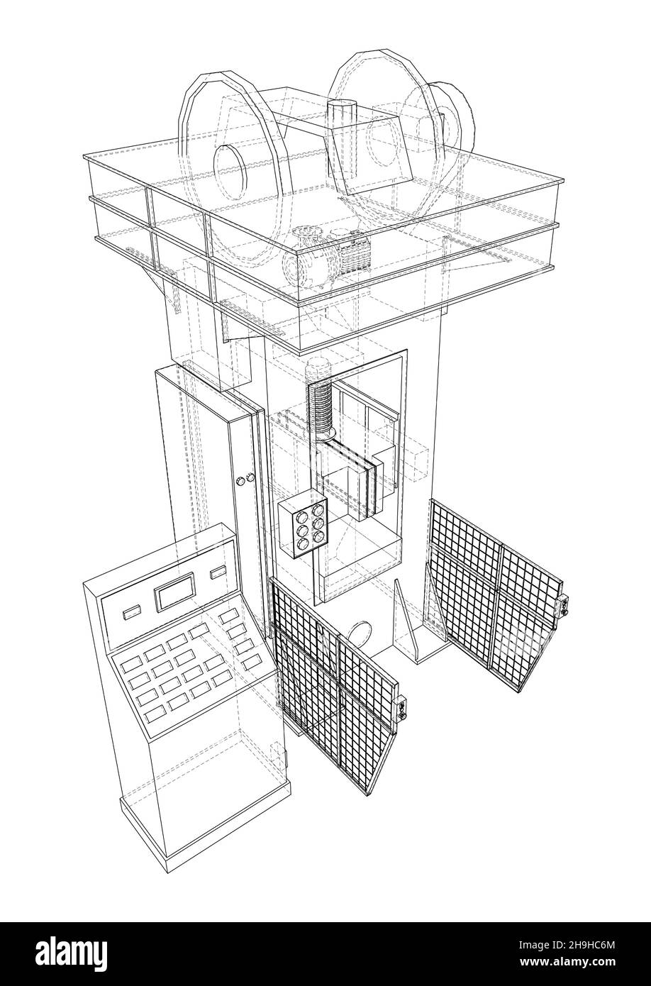 Presse hydrauliqueillustration 3d Banque D'Images