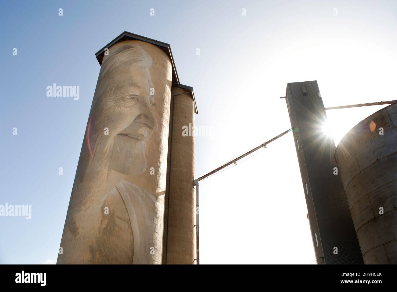 Le silo de Lascelles, qui fait partie du Victoria Silo Art Trail, dans la région de Wimmera Mallee, à Victoria, en Australie Banque D'Images