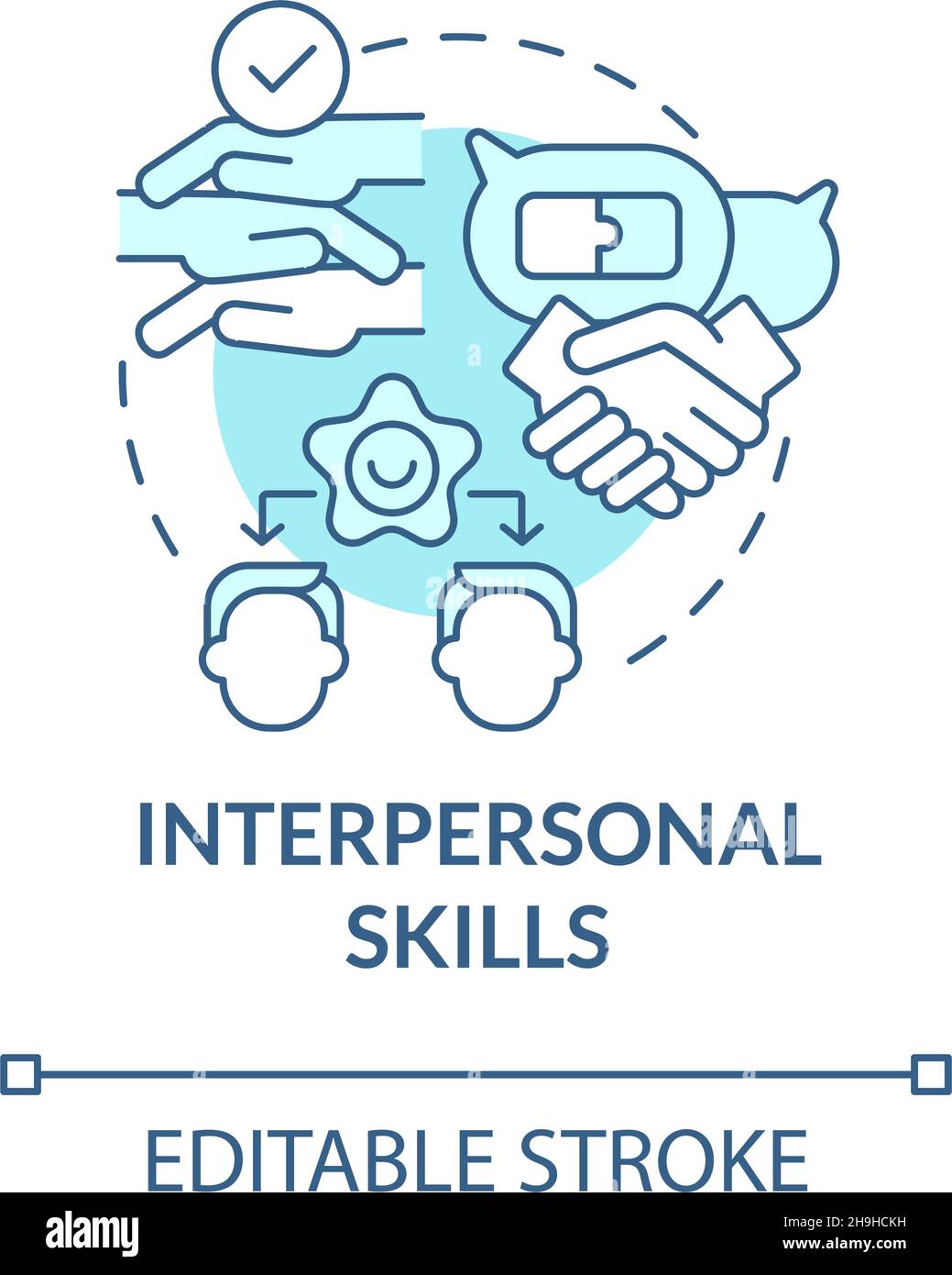 Compétences interpersonnelles bleu turquoise concept icône Illustration de Vecteur