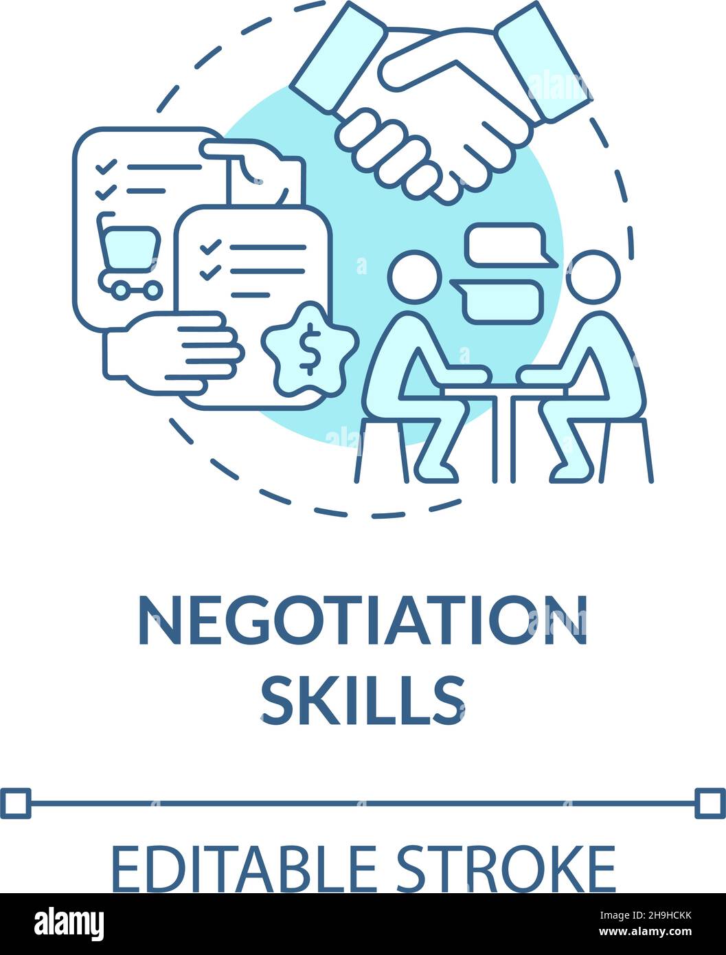 Techniques de négociation bleu turquoise concept icône Illustration de Vecteur