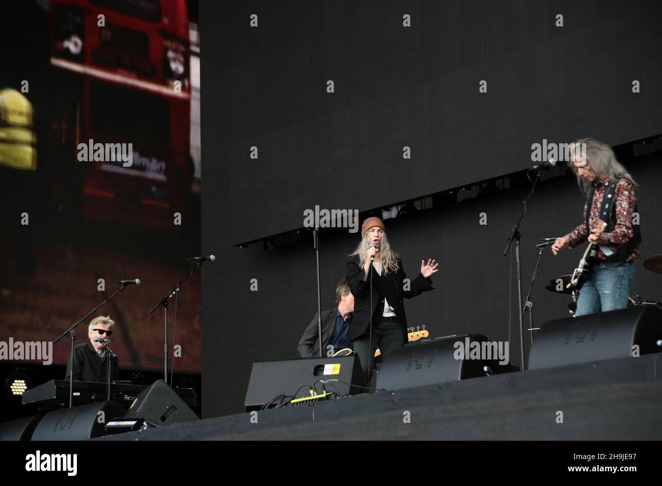 Patti Smith et son groupe se sont mis en scène au British Summer Time Festival (BST) 2016 à Hyde Park, Londres Banque D'Images