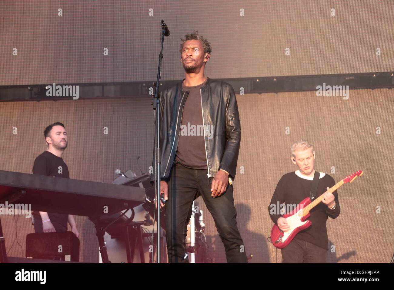 Daddy G of massive Attack se présentant en direct sur Oak Stage au British Summer Time Festival à Hyde Park à Londres Banque D'Images