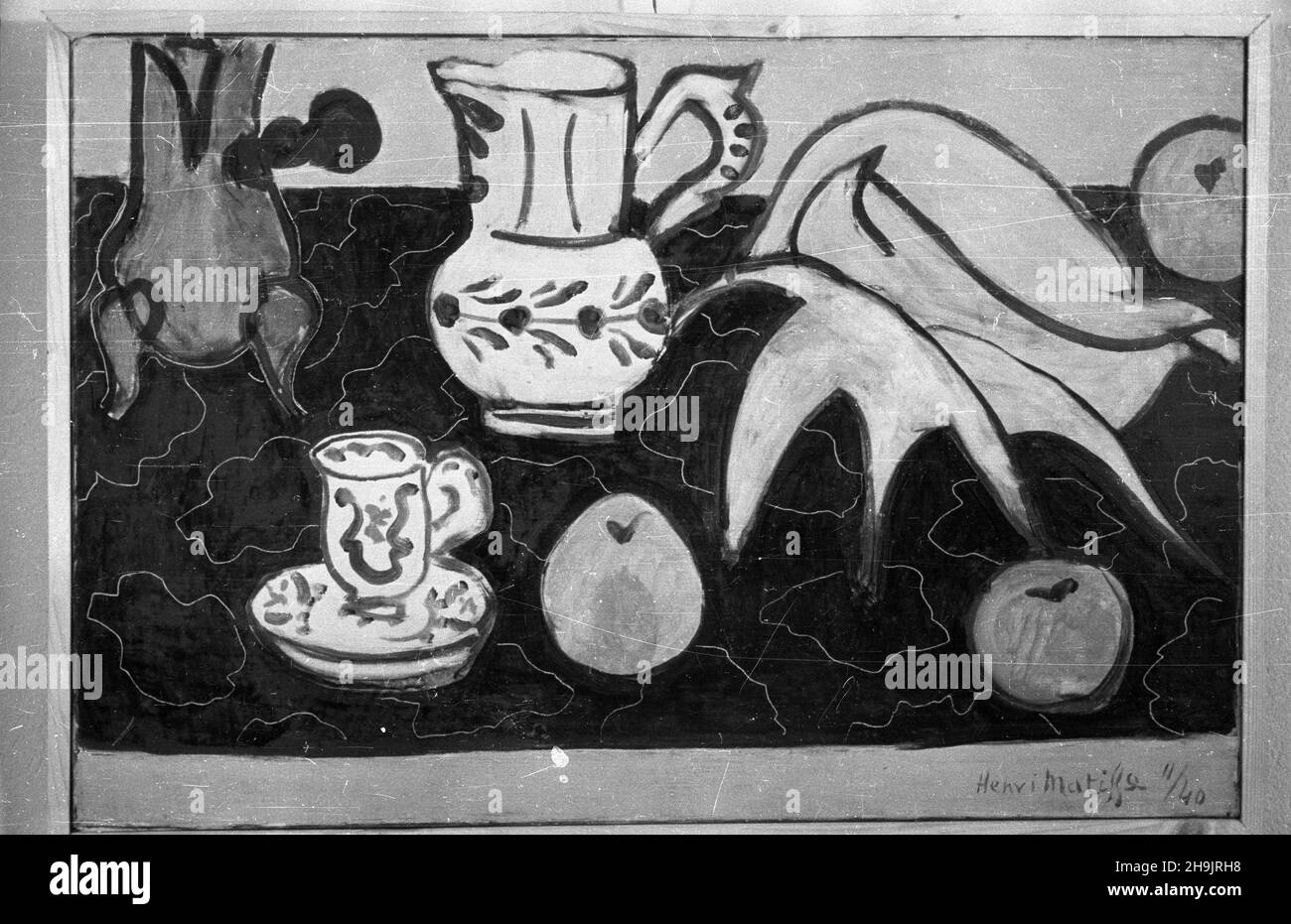 Wroc³aw, 1948-08.W czasie Kongresu Intelektualistów (25-28 sierpnia 1948 roku) W gmachu Uniwersyteu Wroc³awskiego prezentowano ekspozycjê wspó³czesnego malarstwa francuskiego.NZ. Obraz Henri Matisse'a (1869-1954), Martwa natura. msa PAP/Reprodukcja Dok³adny dzieñ wydarzenia nieustalony.Wroclaw, août 1948.Une exposition de peinture française contemporaine a été présentée lors du Congrès des intellectuels (25-28 août 1948) à l'Université de Wroclaw.Photo : peinture d'Henri Matisse (1869-1954), STILL Life. msa PAP Banque D'Images