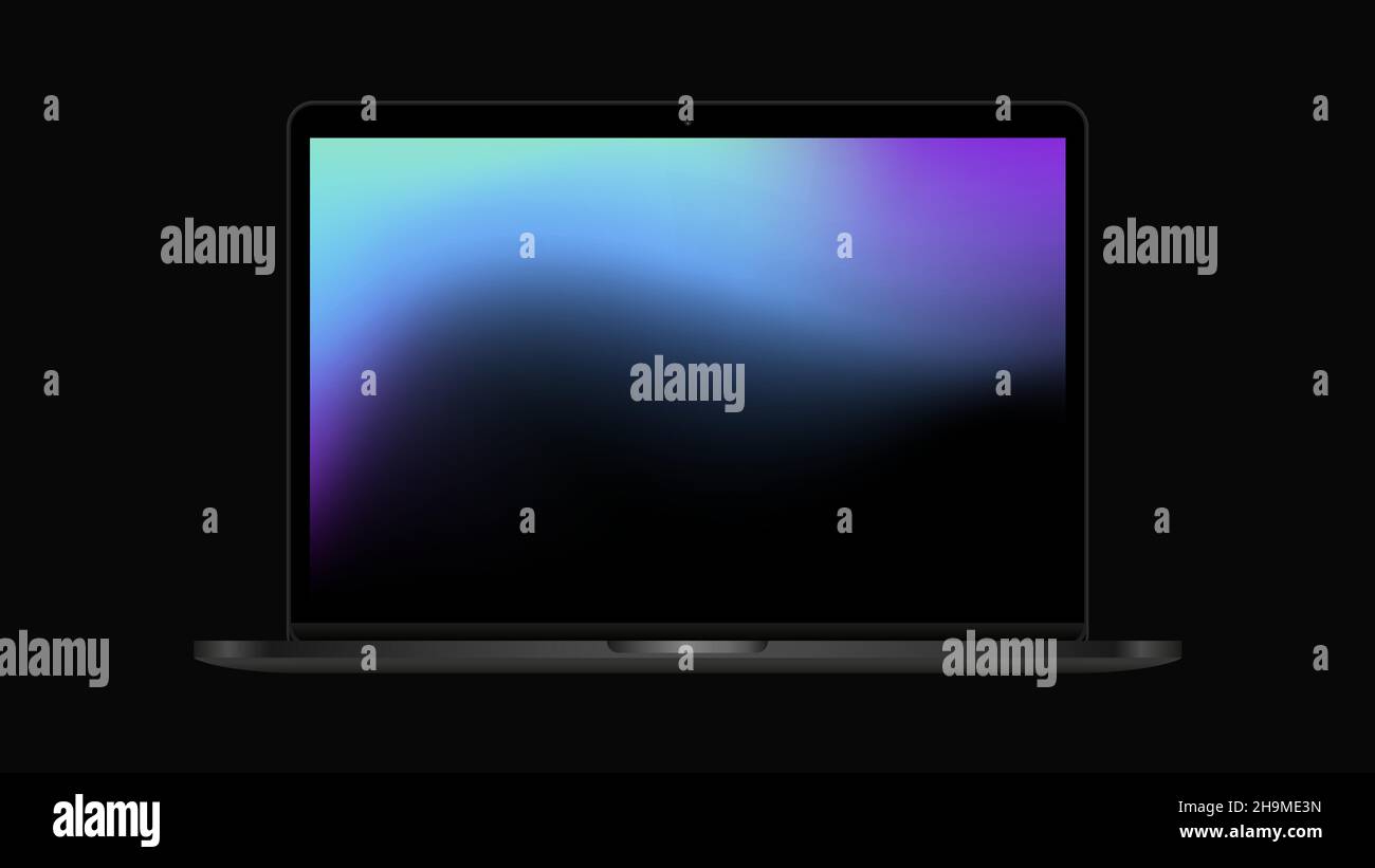 Maquette d'ordinateur portable avec écran dégradé bleu.Illustration vectorielle Illustration de Vecteur