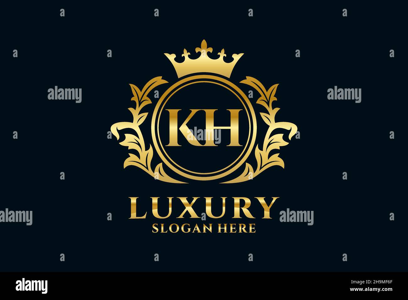 Modèle KH Letter Royal Luxury logo en illustration vectorielle pour les projets de marque de luxe et autres illustrations vectorielles. Illustration de Vecteur