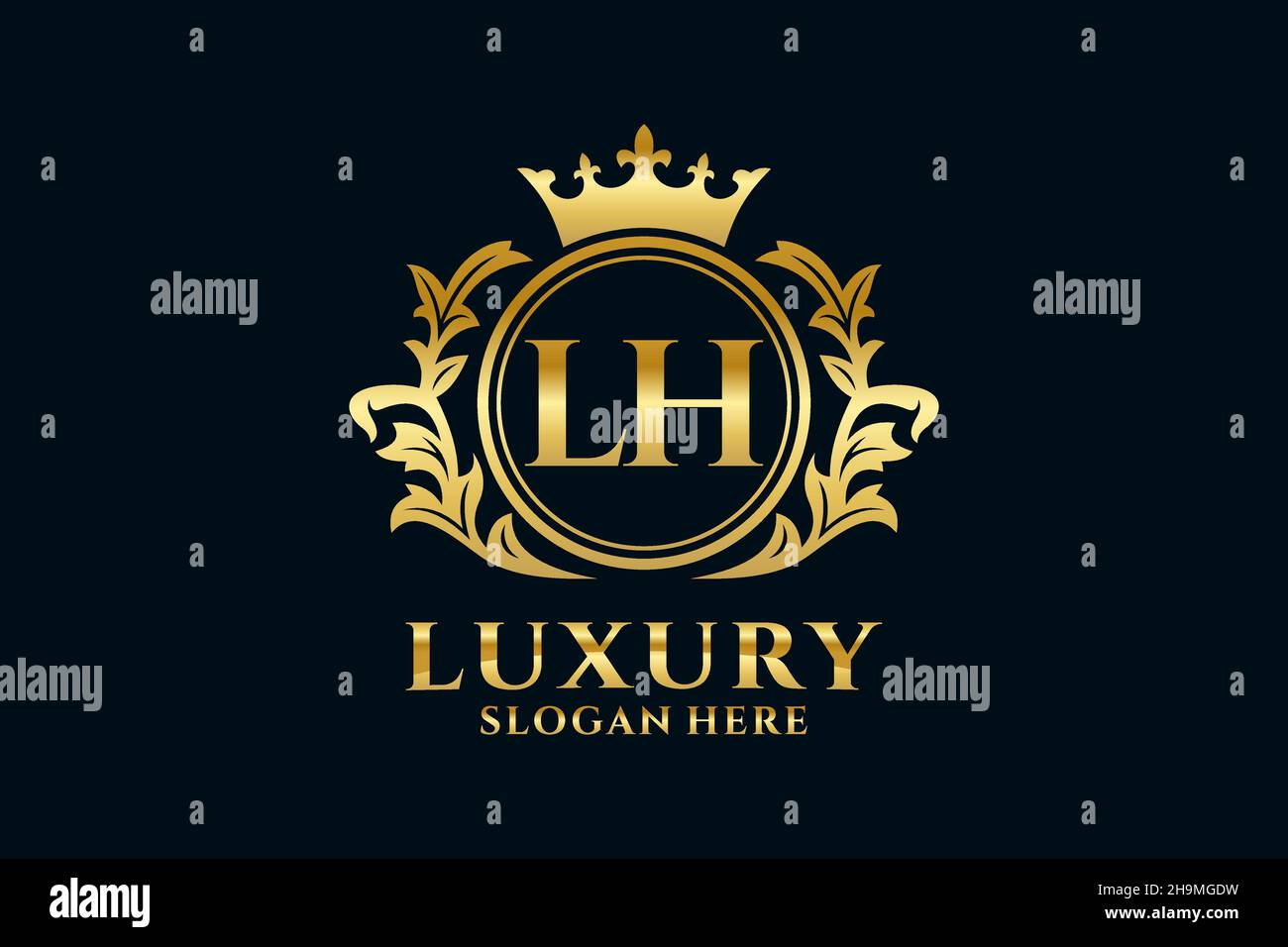 Modèle de logo LH Letter Royal Luxury en illustration vectorielle pour les projets de marque de luxe et autres illustrations vectorielles. Illustration de Vecteur