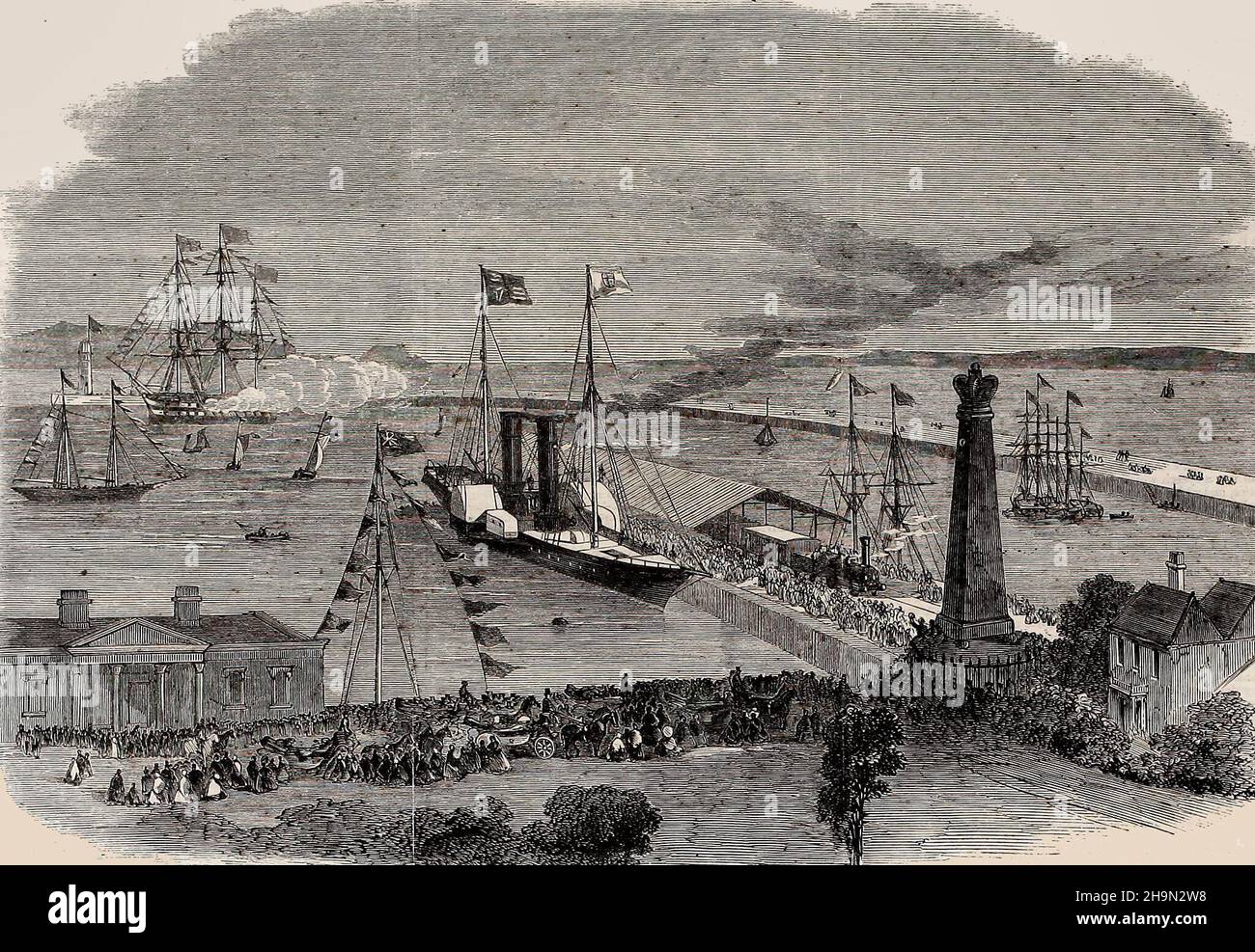 Arrivée de son Altesse Royale, le Prince de Galles, à Kingstown Harbour, Irlande, 1861 Banque D'Images